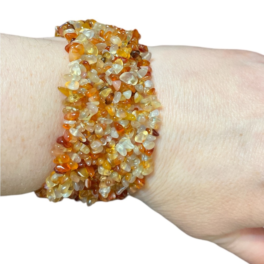 Orange Stone Beaded Stretchable Bracelet